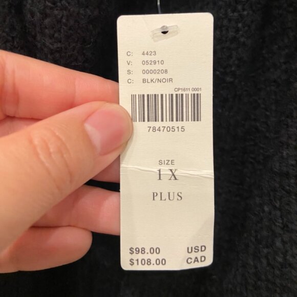 Anthropologie Crewneck Puff Sleeve Sweater Black NWT - 1X - Picture 6 of 7